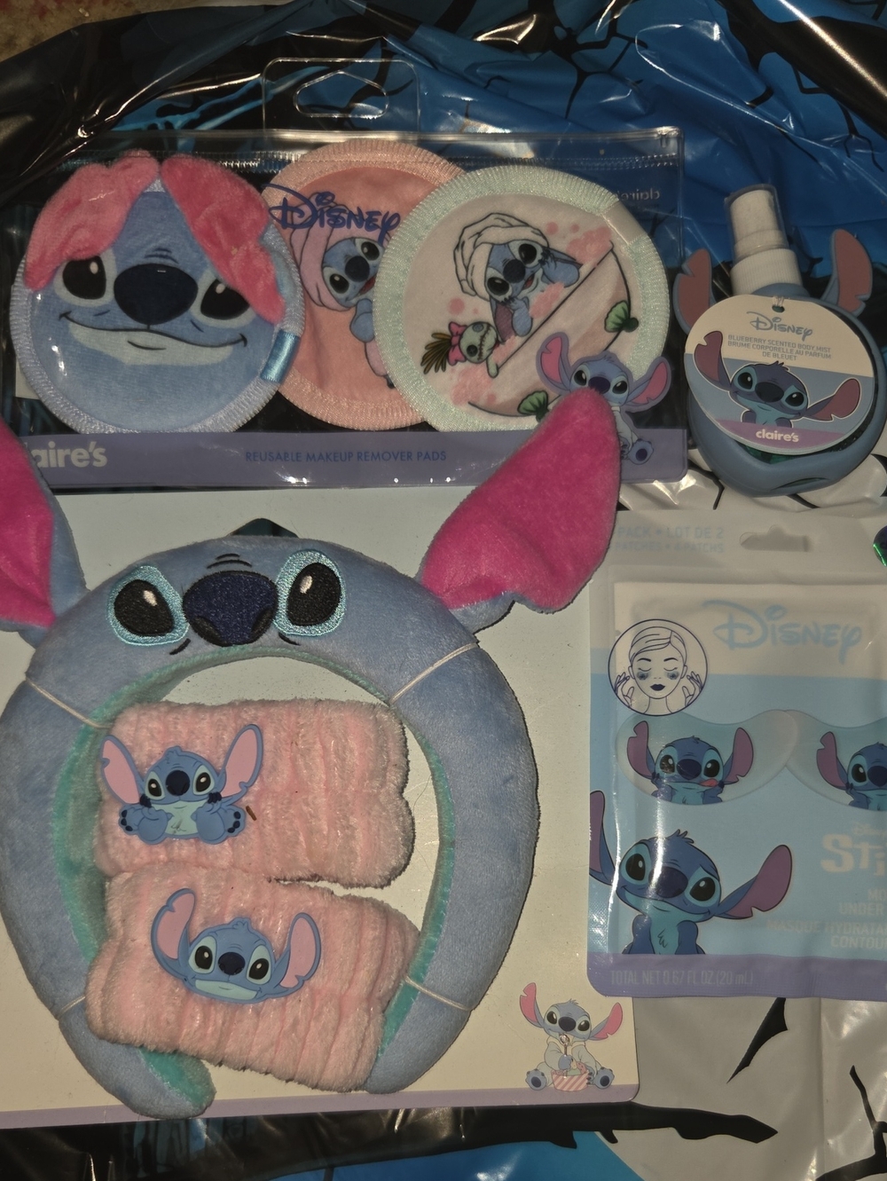 Disney Stitch Blue and Pink Kids Spa Headband & Skincare Gift Set